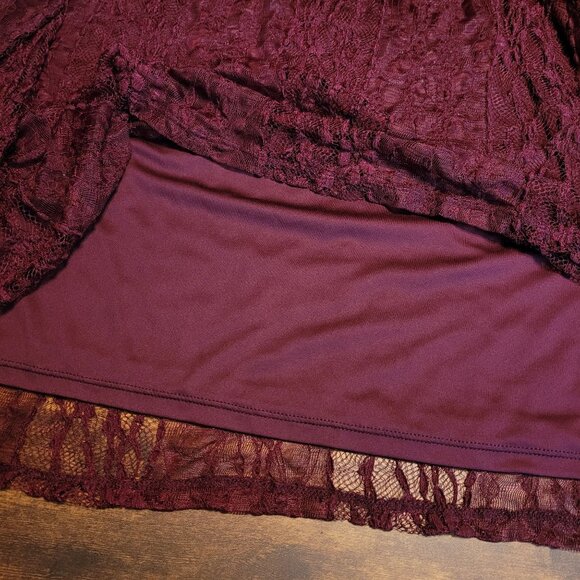 Style & Co Floral Lace Tunic Top 3x Flare Sheer Lace Sleeve Purple Coquette - Picture 3 of 9